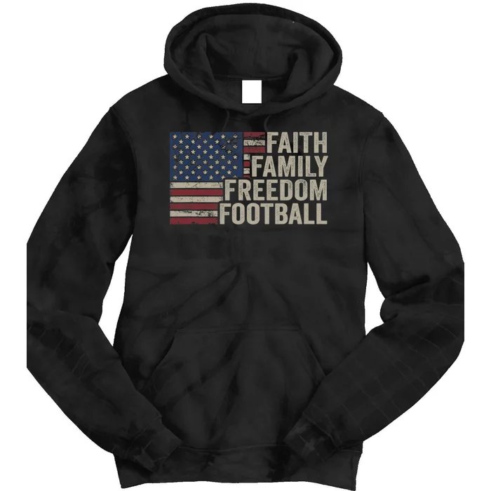 Faith Family Freedom Football Vintage American Flag Player Tie Dye Hoodie