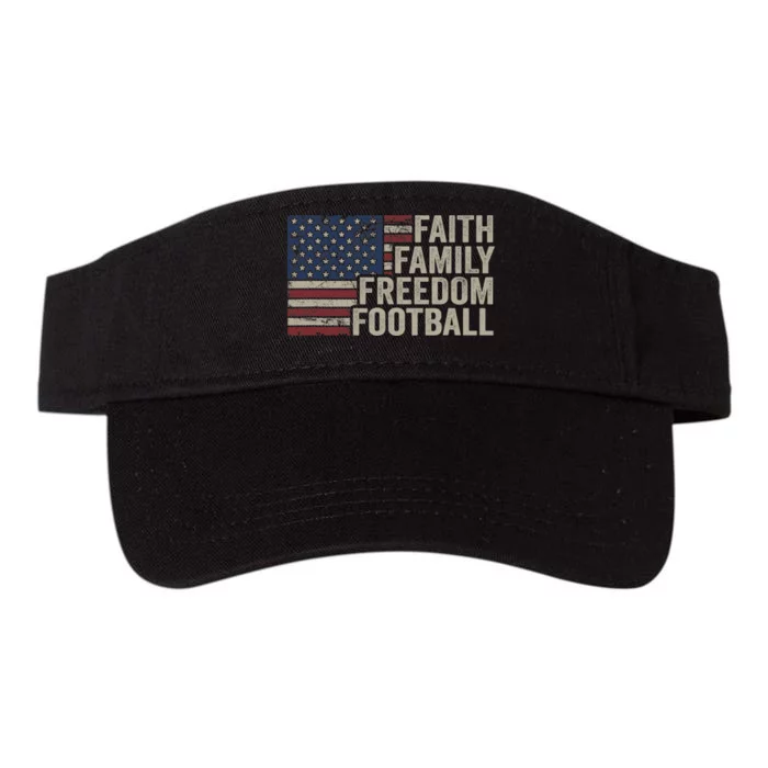 Faith Family Freedom Football Vintage American Flag Player Valucap Bio-Washed Visor