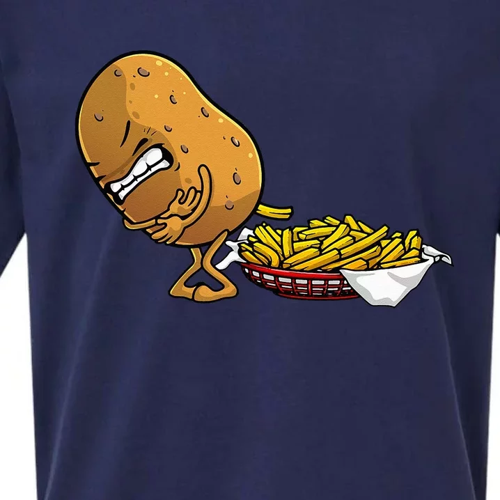 Funny French Fries Designs For Women Potato Food Eaters Sueded Cloud Jersey T-Shirt