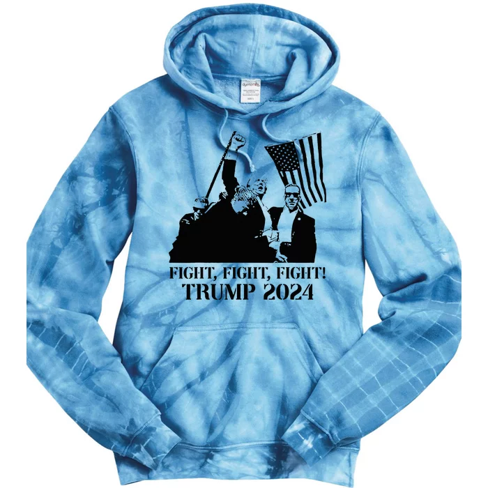 Fight Fight Fight! Trump 2024 Pennsylvania Rally Patriot Tie Dye Hoodie