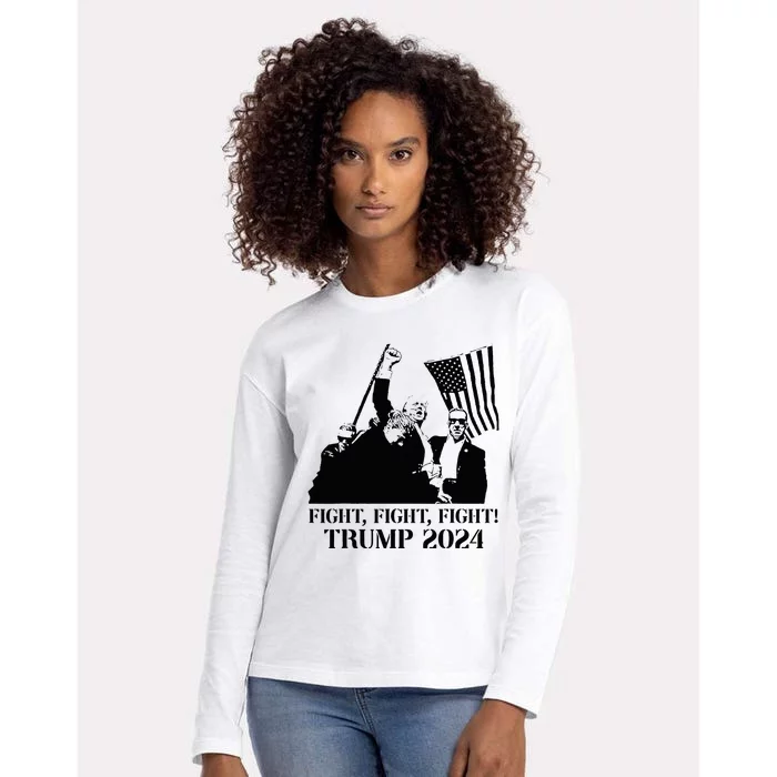 Fight Fight Fight! Trump 2024 Pennsylvania Rally Patriot Womens Cotton Relaxed Long Sleeve T-Shirt