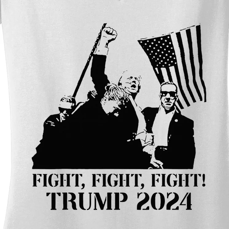 Fight Fight Fight! Trump 2024 Pennsylvania Rally Patriot Women's V-Neck T-Shirt