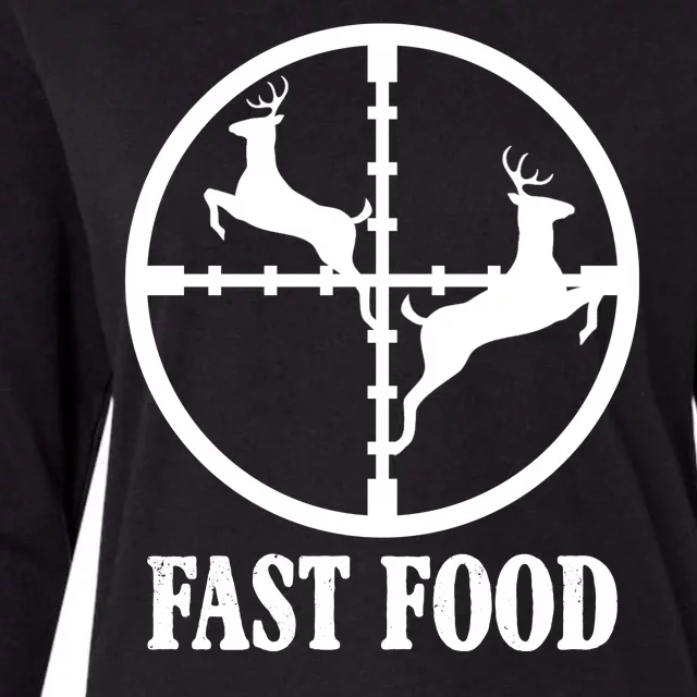 Fast Food Funny Deer Hunting Season Womens Cotton Relaxed Long Sleeve T-Shirt