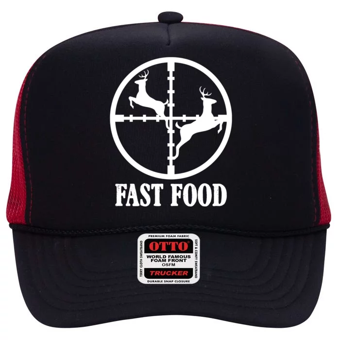 Fast Food Funny Deer Hunting Season High Crown Mesh Trucker Hat