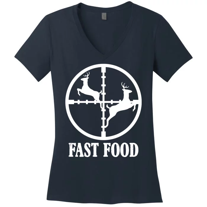 Fast Food Funny Deer Hunting Season Women's V-Neck T-Shirt