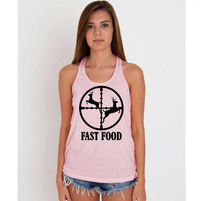 Fast Food Funny Deer Hunting Season Women's Knotted Racerback Tank