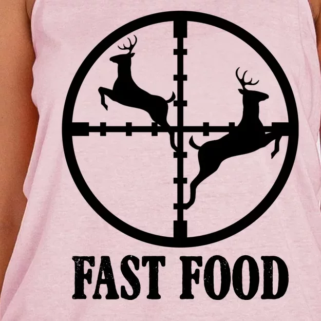 Fast Food Funny Deer Hunting Season Women's Knotted Racerback Tank