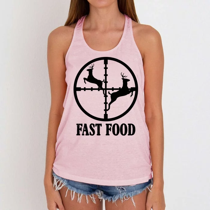 Fast Food Funny Deer Hunting Season Women's Knotted Racerback Tank