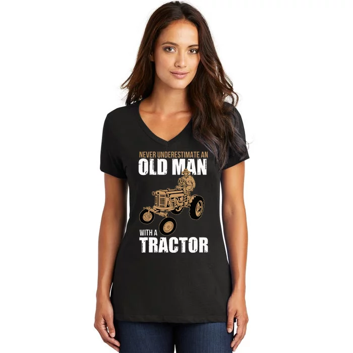 Funny Farmer Farm Tractor Farming Truck Lovers Humor Outfit Women's V-Neck T-Shirt