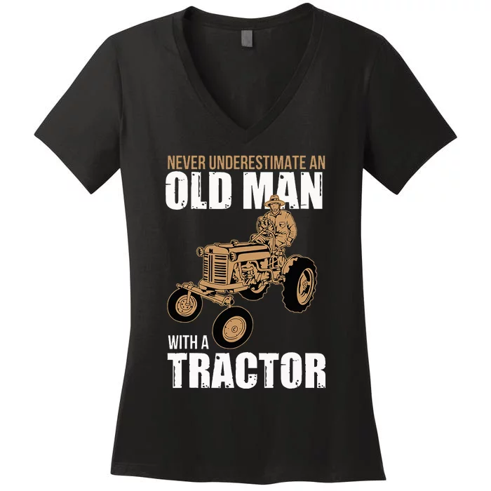 Funny Farmer Farm Tractor Farming Truck Lovers Humor Outfit Women's V-Neck T-Shirt