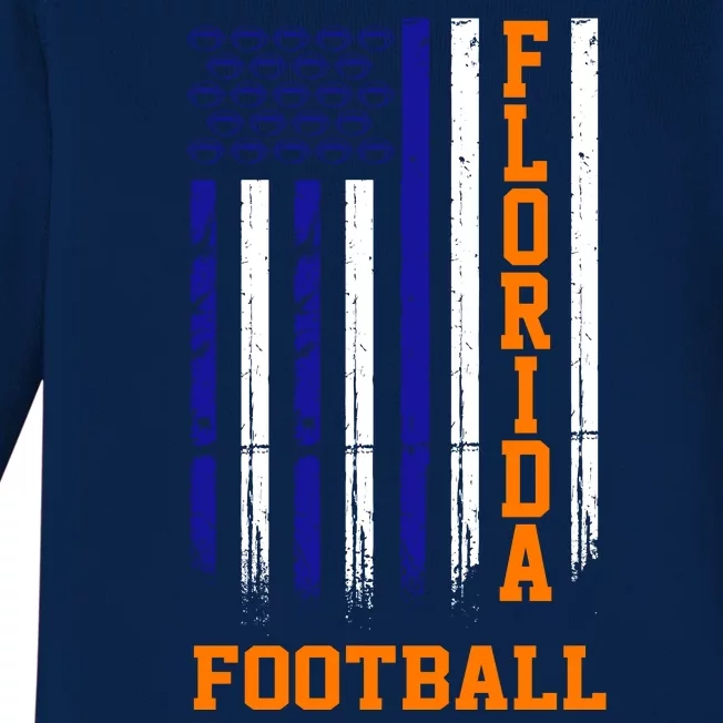 Florida Football Fan American Flag Baby Long Sleeve Bodysuit