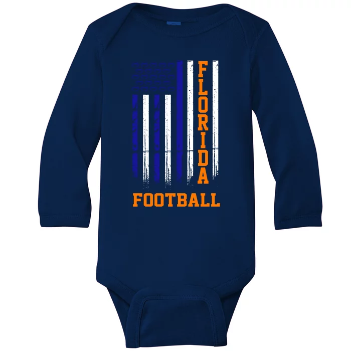 Florida Football Fan American Flag Baby Long Sleeve Bodysuit