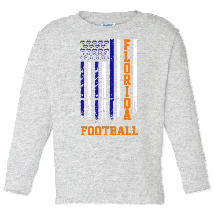 Florida Football Fan American Flag Toddler Long Sleeve Shirt