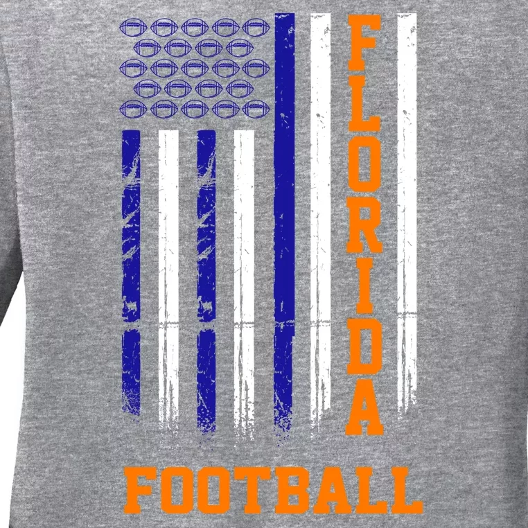 Florida Football Fan American Flag Ladies Long Sleeve Shirt