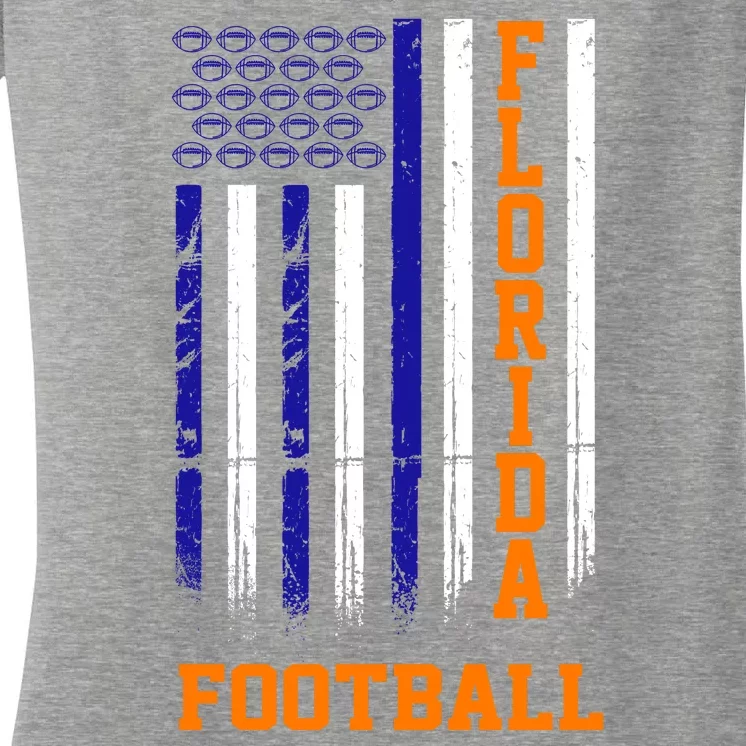 Florida Football Fan American Flag Women's V-Neck T-Shirt