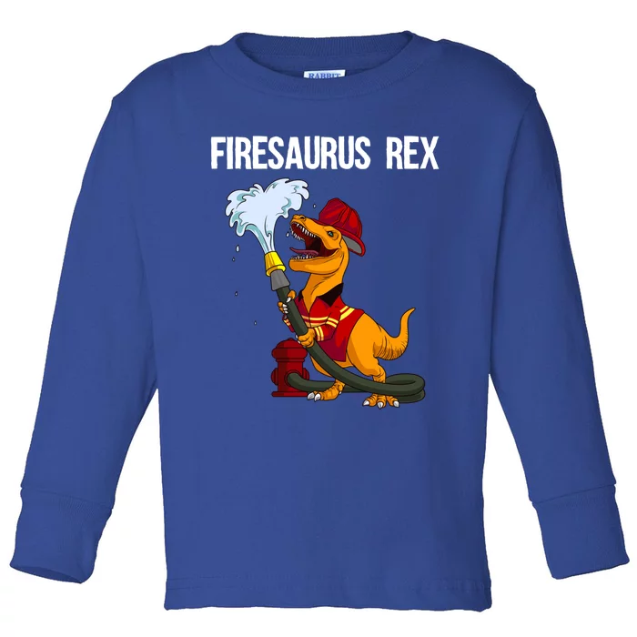 Funny Fire Firefighter Gift Dino Cool Firesaurus Rex Gift Toddler Long Sleeve Shirt