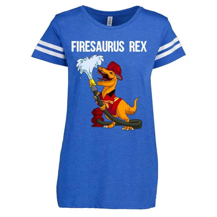 Funny Fire Firefighter Gift Dino Cool Firesaurus Rex Gift Enza Ladies Jersey Football T-Shirt