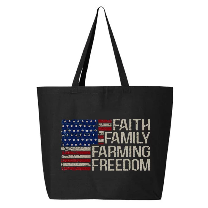 Faith Family Farming Freedom American Flag 4th Of July 25L Jumbo Tote