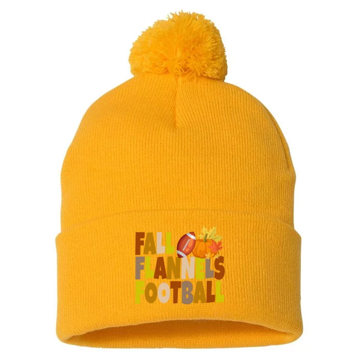 Fall Flannels Football Sport Lover Pom Pom 12in Knit Beanie