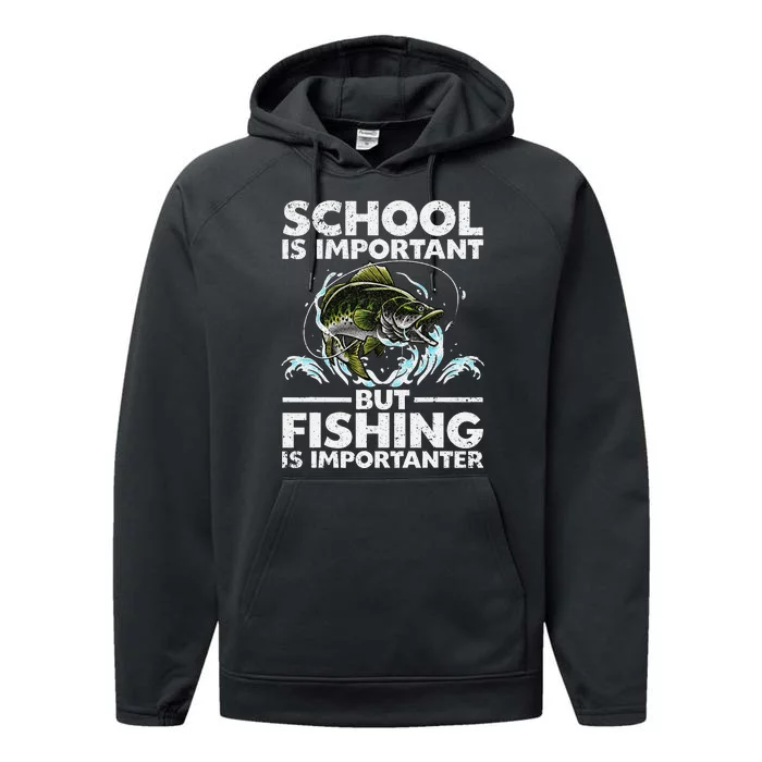 Funny Fishing Fish Saying Bass Fisherman Performance Fleece Hoodie