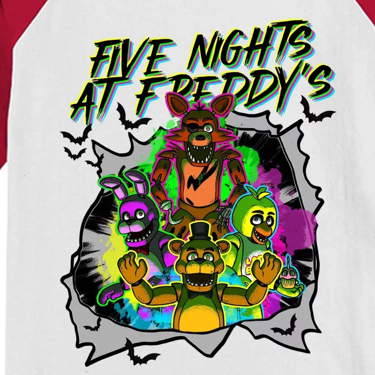 Freddy Fazbear Fnaf Five Nights At Freddys Meme Halloween Kids Colorblock Raglan Jersey