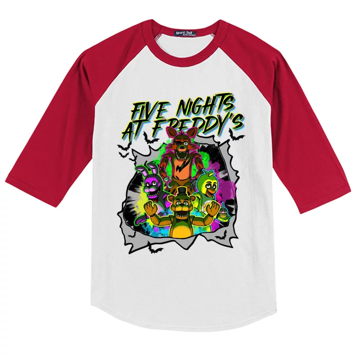 Freddy Fazbear Fnaf Five Nights At Freddys Meme Halloween Kids Colorblock Raglan Jersey