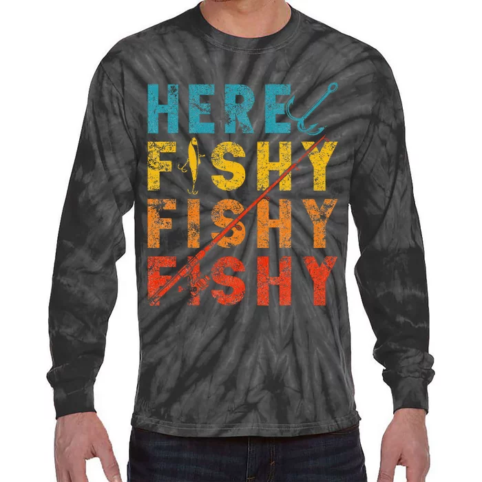 Fisher Fish Fishermen Bait Fishing Rod Girls Bass Tie-Dye Long Sleeve Shirt