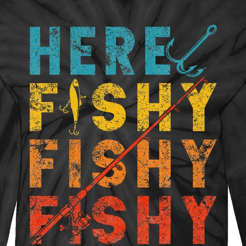 Fisher Fish Fishermen Bait Fishing Rod Girls Bass Tie-Dye Long Sleeve Shirt