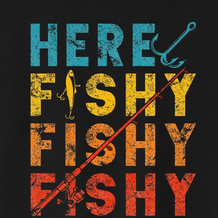 Fisher Fish Fishermen Bait Fishing Rod Girls Bass Women's Crop Top Tee