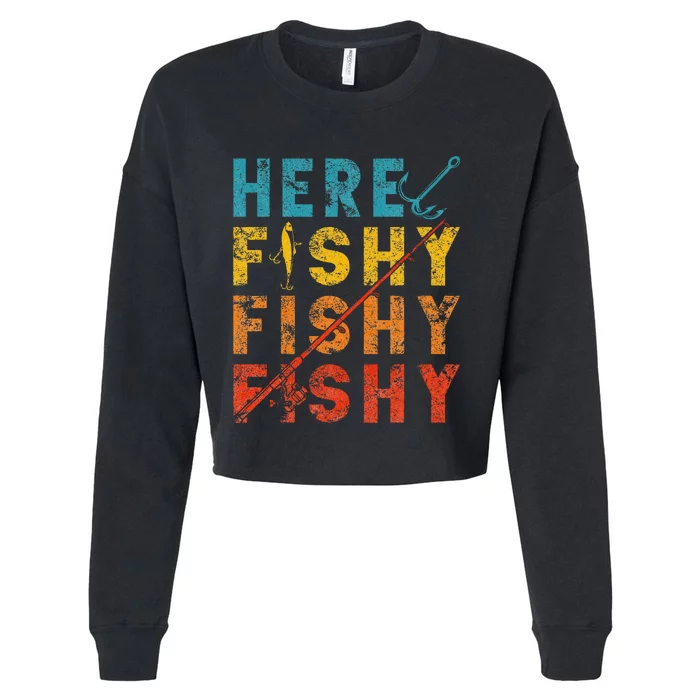 Fisher Fish Fishermen Bait Fishing Rod Girls Bass Cropped Pullover Crew