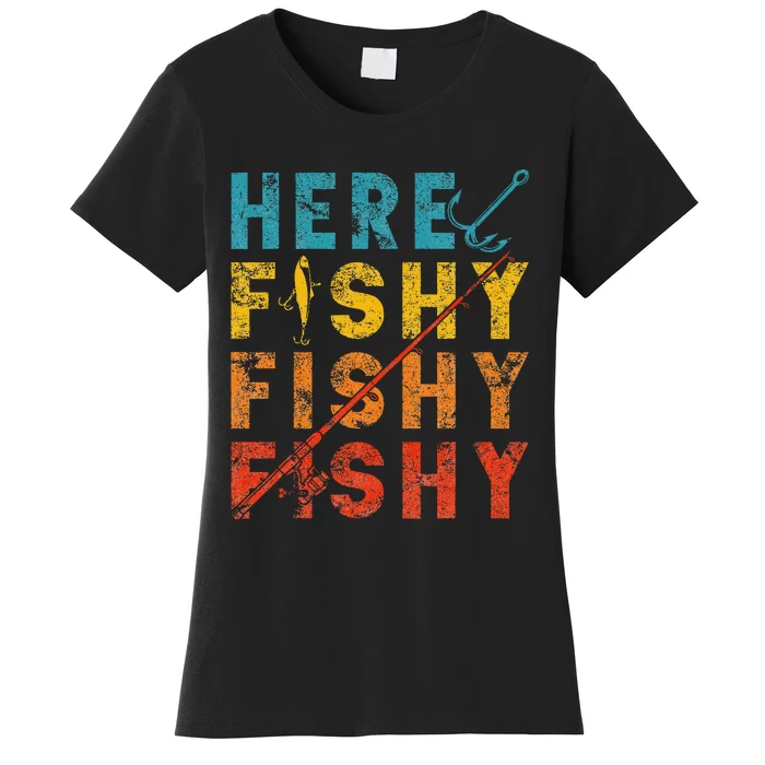 Fisher Fish Fishermen Bait Fishing Rod Girls Bass Women's T-Shirt