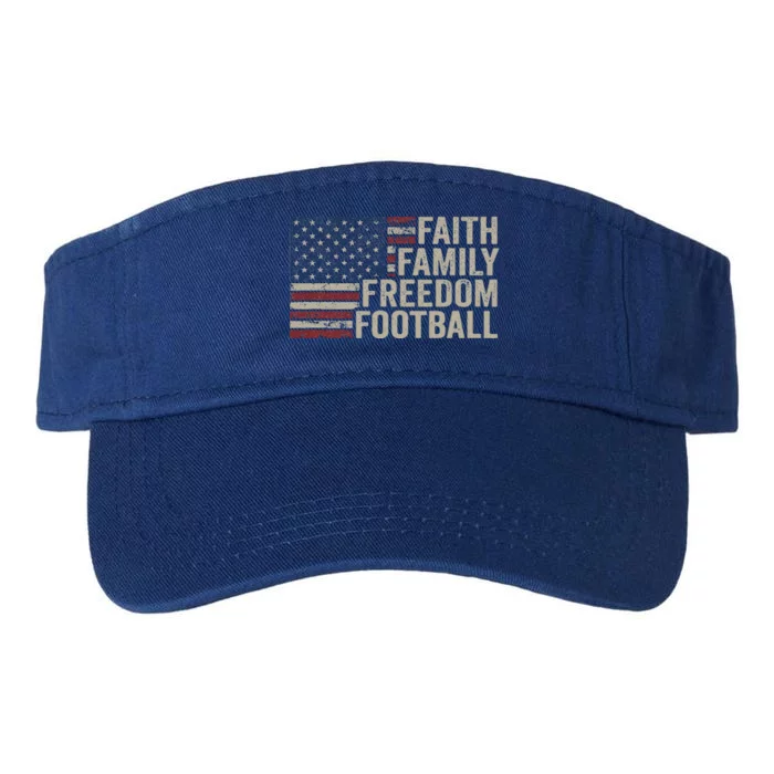 Faith Family Freedom Football Vintage American Flag Player Valucap Bio-Washed Visor