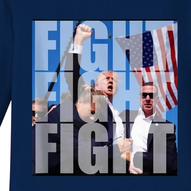 Fight Fight Fight For Donald Trump 2024 Usa Election Voting Baby Long Sleeve Bodysuit