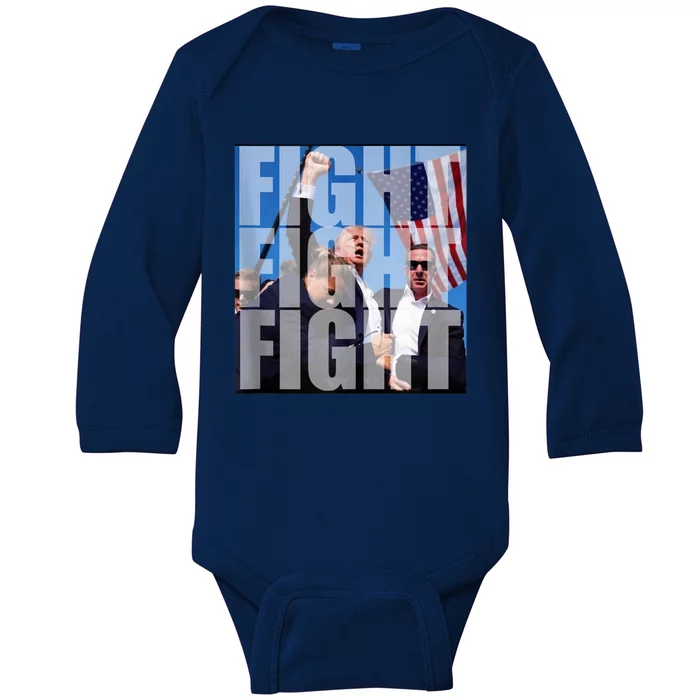 Fight Fight Fight For Donald Trump 2024 Usa Election Voting Baby Long Sleeve Bodysuit