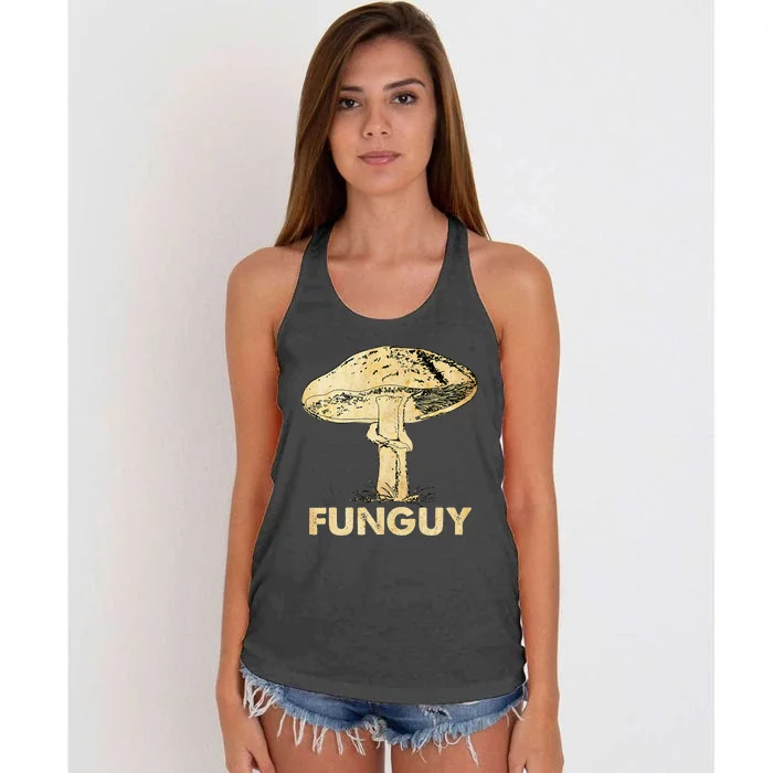 Funguy Funny Fungi Fungus Mushroom Funny Guy Vintage Women's Knotted Racerback Tank