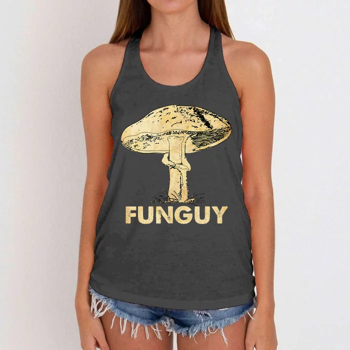 Funguy Funny Fungi Fungus Mushroom Funny Guy Vintage Women's Knotted Racerback Tank