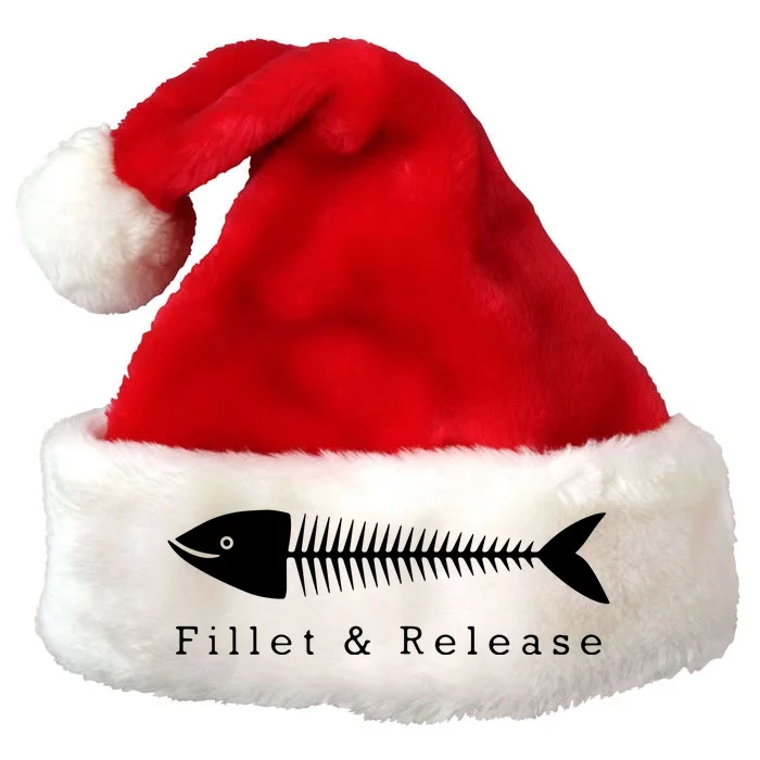 Funny Fishing Fisherman Humor Tee Fillet And Release Premium Christmas Santa Hat