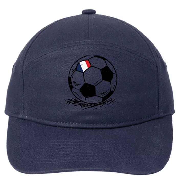 France Flag French Soccer Ball Football Fan 7-Panel Snapback Hat