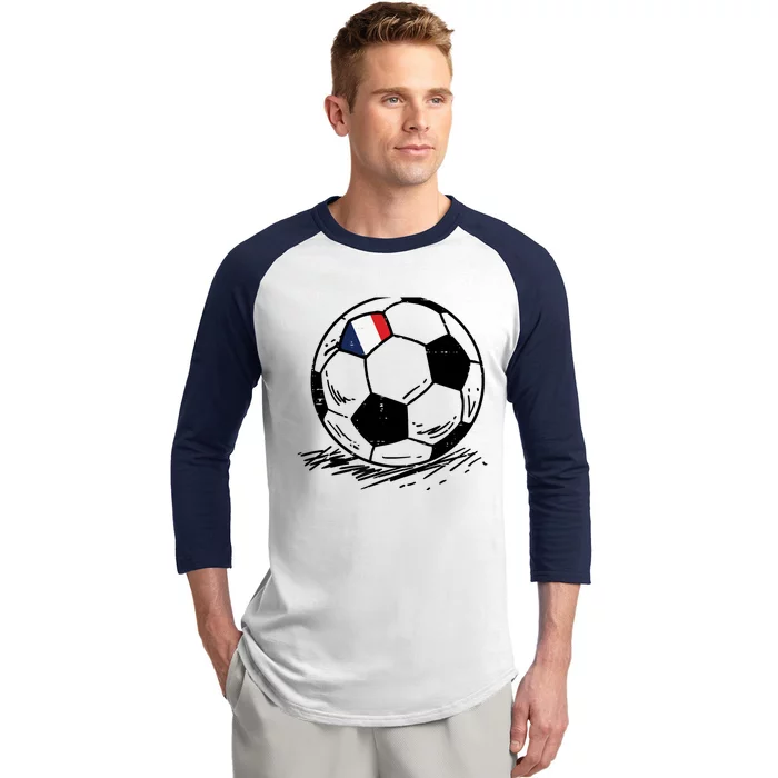 France Flag French Soccer Ball Football Fan Baseball Sleeve Shirt