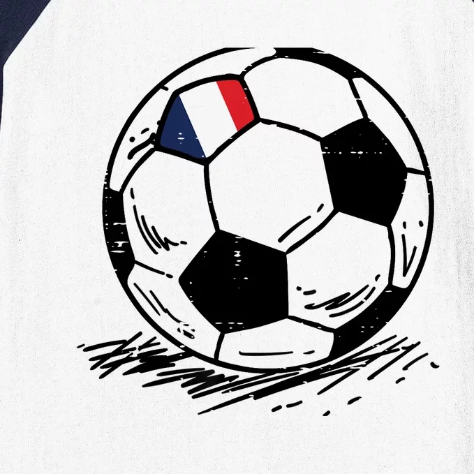 France Flag French Soccer Ball Football Fan Baseball Sleeve Shirt