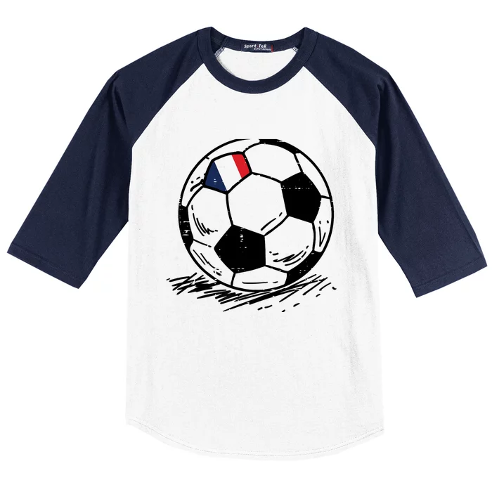 France Flag French Soccer Ball Football Fan Baseball Sleeve Shirt