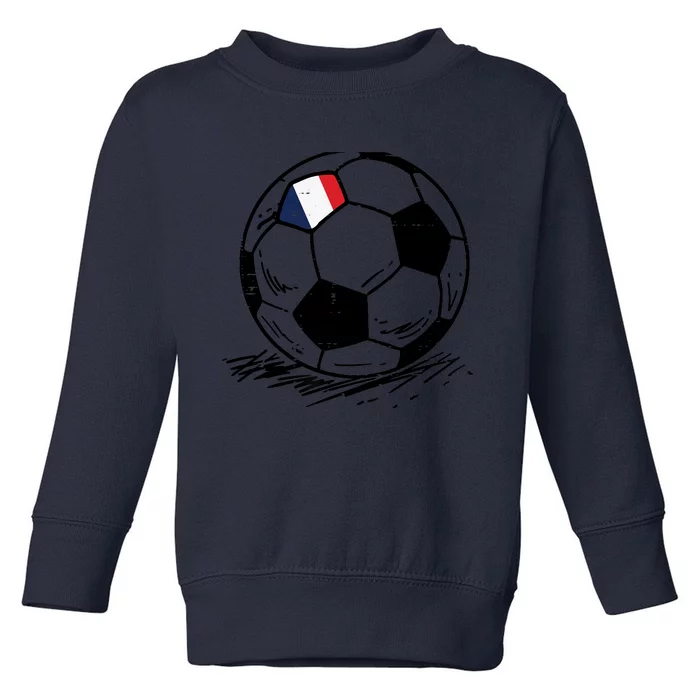 France Flag French Soccer Ball Football Fan Toddler Sweatshirt