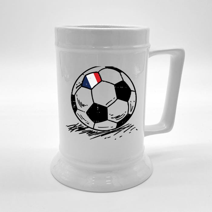 France Flag French Soccer Ball Football Fan Front & Back Beer Stein