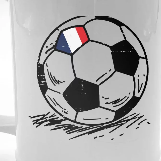 France Flag French Soccer Ball Football Fan Front & Back Beer Stein