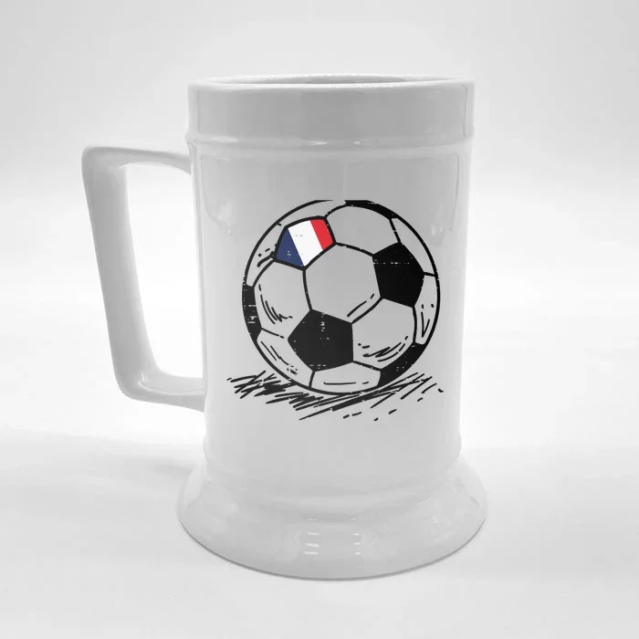 France Flag French Soccer Ball Football Fan Front & Back Beer Stein