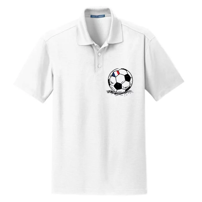 France Flag French Soccer Ball Football Fan Dry Zone Grid Performance Polo