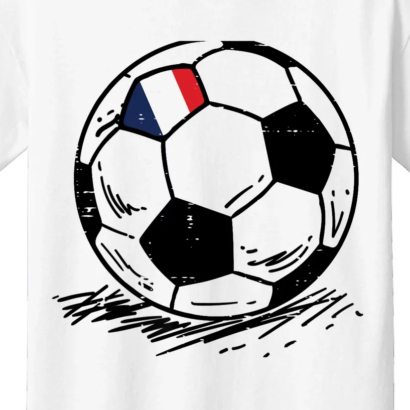 France Flag French Soccer Ball Football Fan Kids T-Shirt