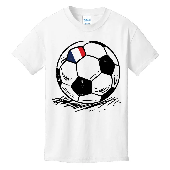 France Flag French Soccer Ball Football Fan Kids T-Shirt