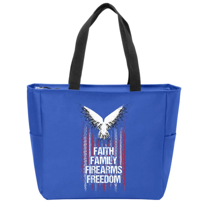 Faith Family Firearms & Freedom  American Flag Pro God Guns Zip Tote Bag