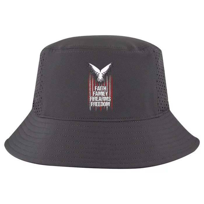 Faith Family Firearms & Freedom  American Flag Pro God Guns Cool Comfort Performance Bucket Hat